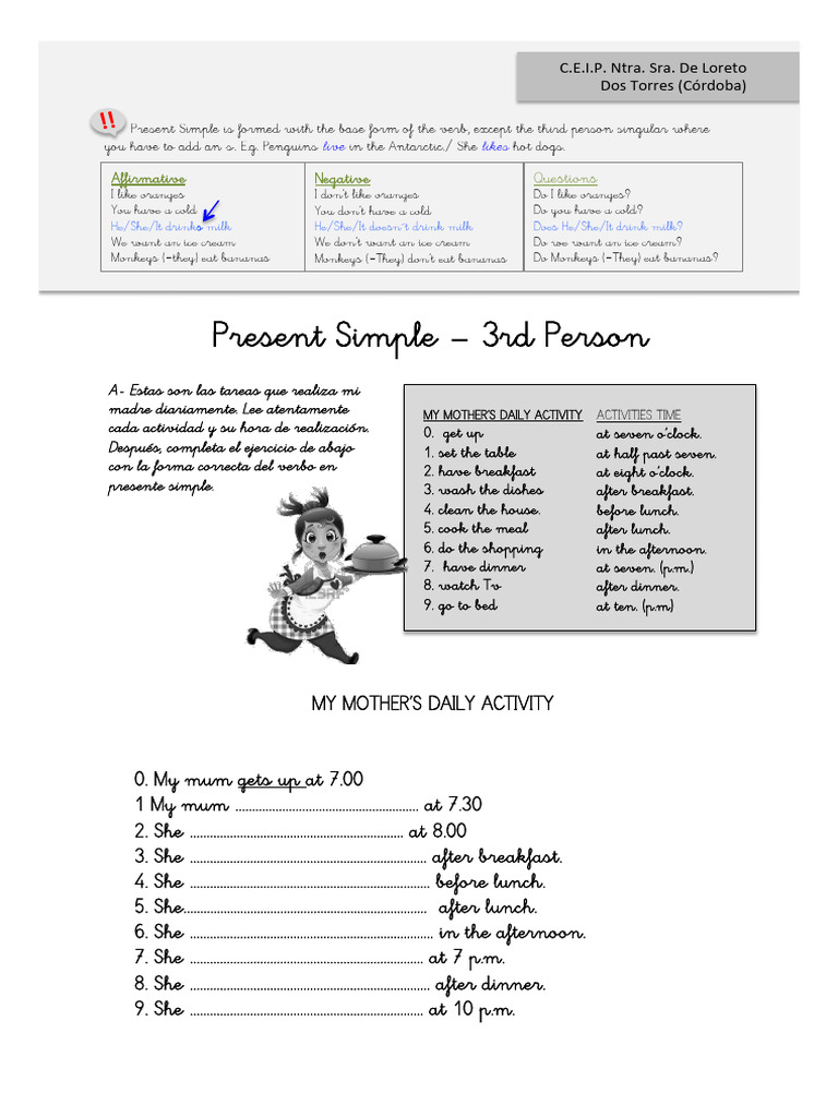 Daily Activities in Present Simple | PDF | Lunch | Eating Behaviors Of ...