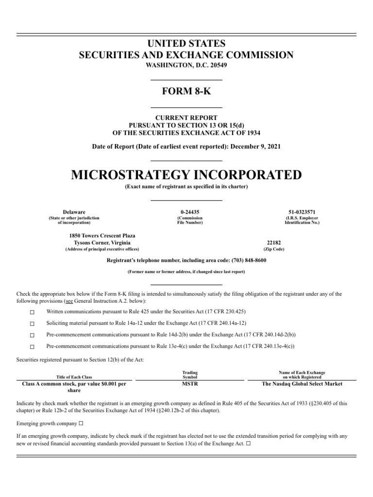 MicroStrategy Bitcoin Purchase Update | PDF | Securities (Finance ...