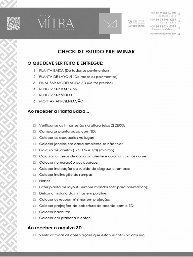 Checklist Completo para Projetos de Arquitetura | PDF