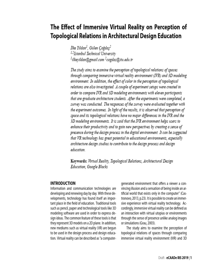 The Effect of Immersive Virtual Reality On Perception of Topological ...
