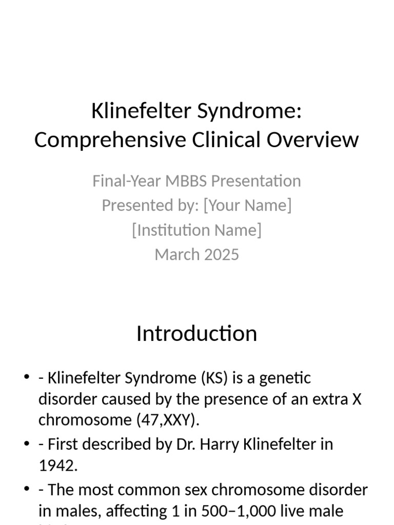 Klinefelter Syndrome Key Symptoms Pdf 