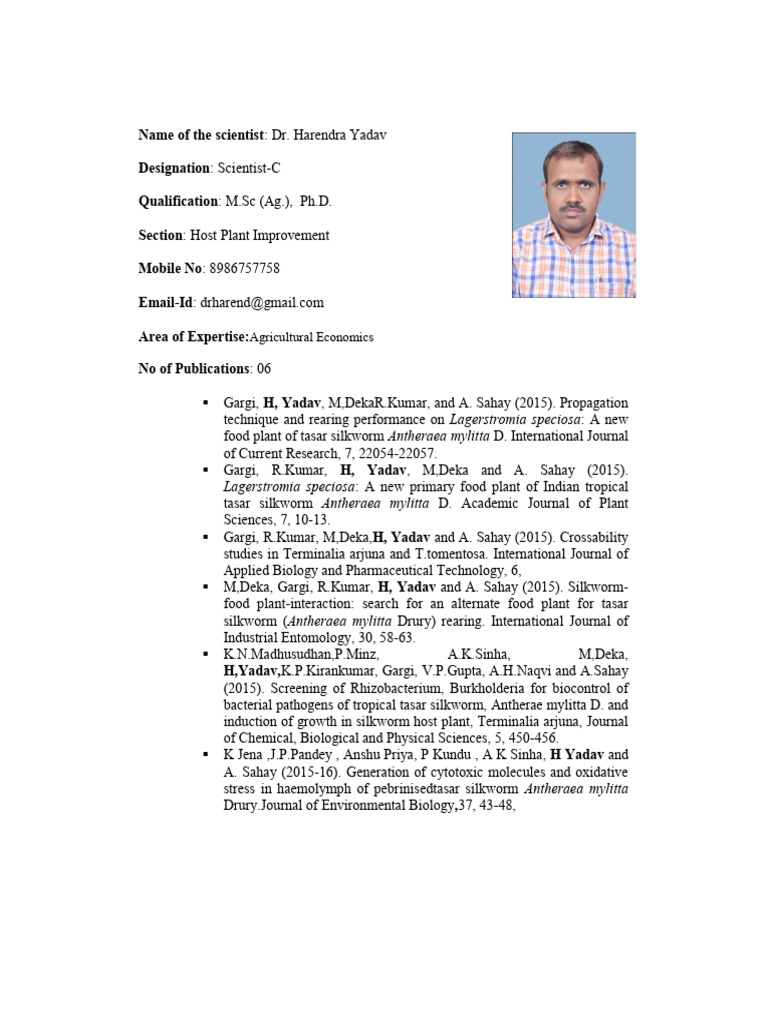 Profile of Dr. Harendra Yadav | PDF