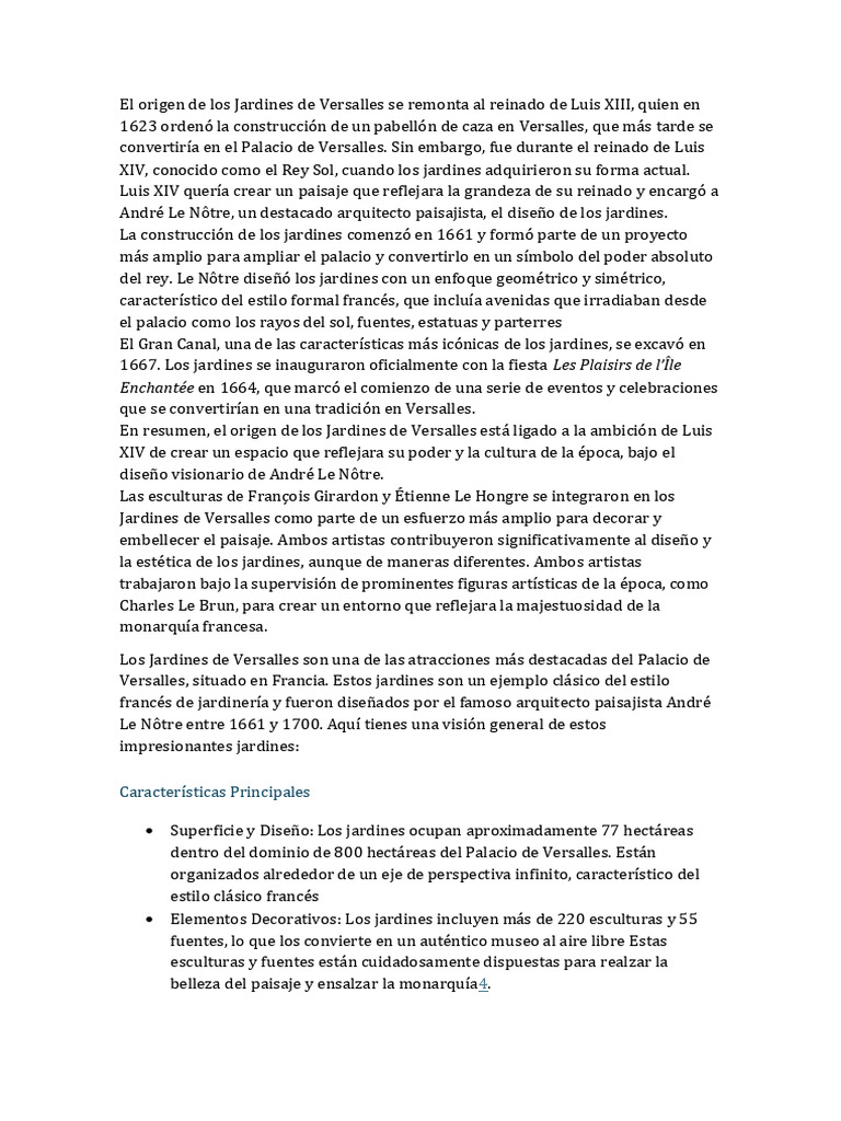 Historia de los Jardines de Versalles | PDF | Palacio de Versalles ...