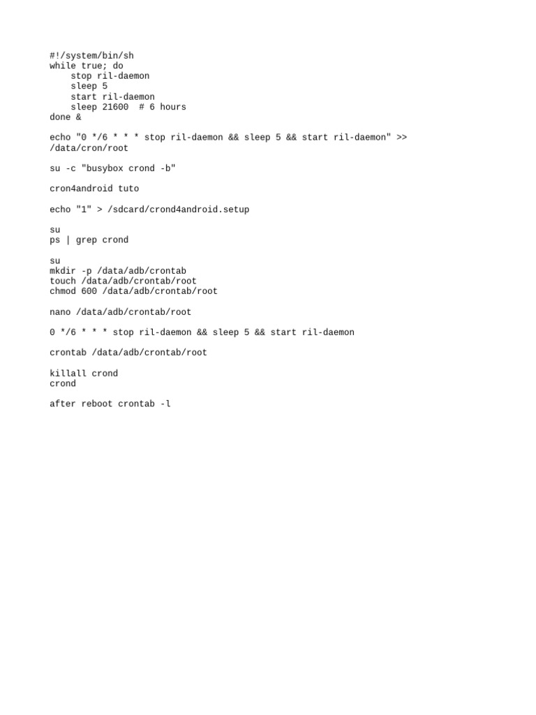 Automate RIL-Daemon Restart with Cron | PDF