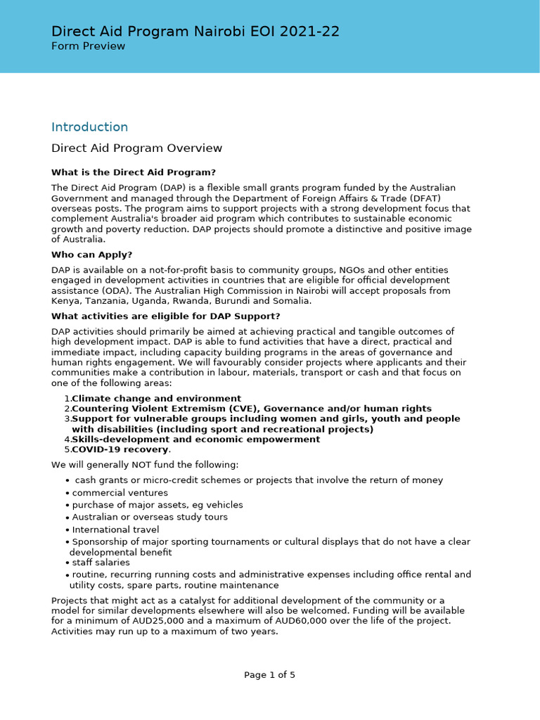 Direct Aid Program Kenya 2021-22 | PDF | Economies