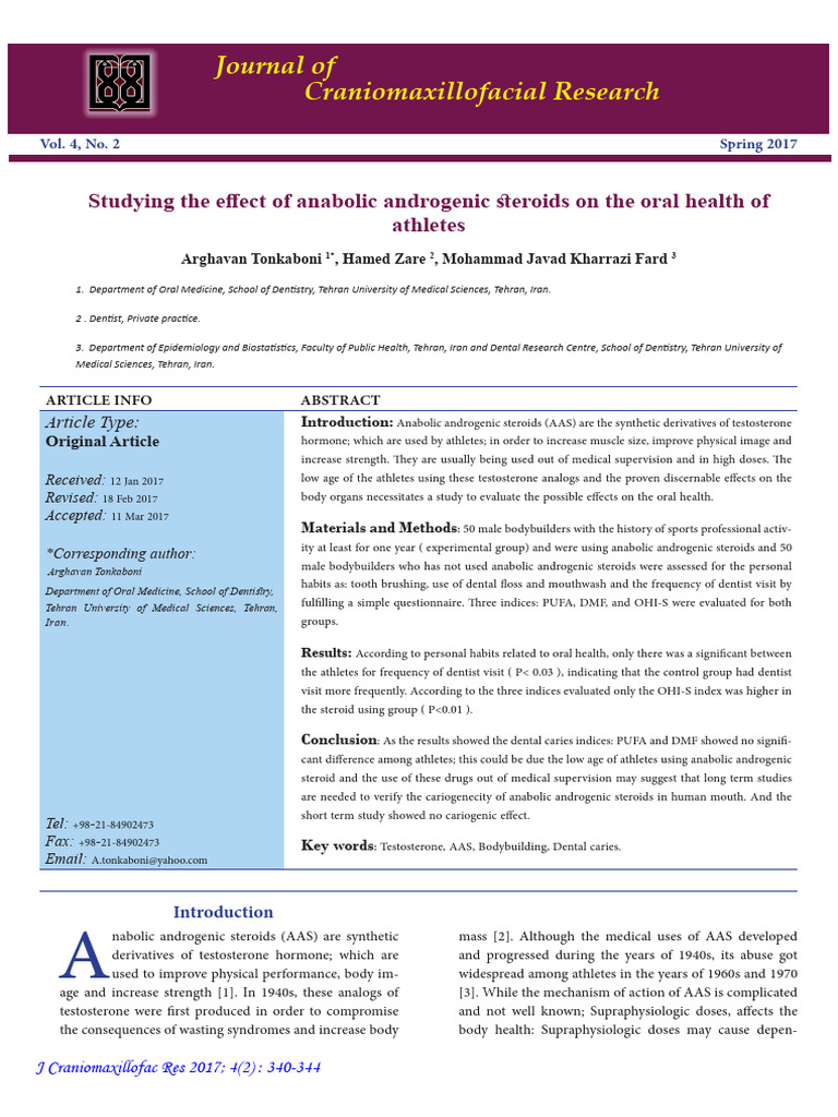 Studying The Effect of Anabolic Androgenic Steroids On The Oral Health ...