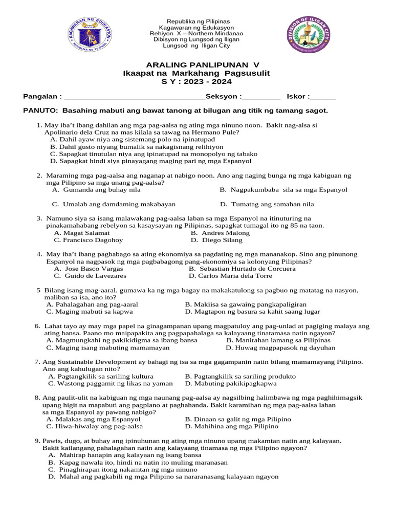 AP Grade 5 Questions | PDF