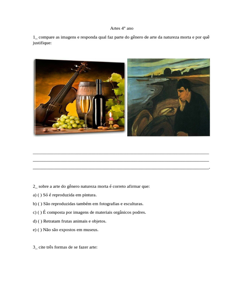 Atividades de Arte para o 4° Ano | PDF