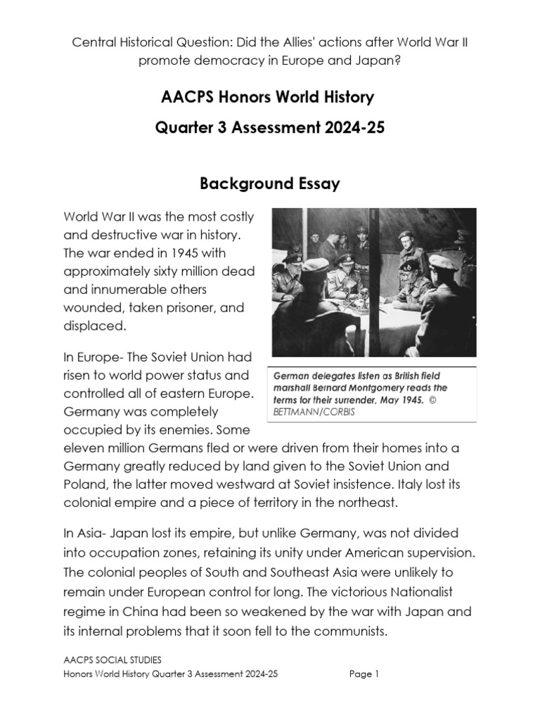 Background Essay and Documents for Analysis Day | PDF | World War II ...