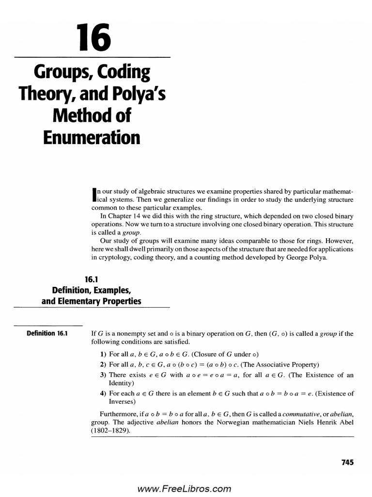 Groups, Coding Theory and Polya's Method of Enumeration | PDF
