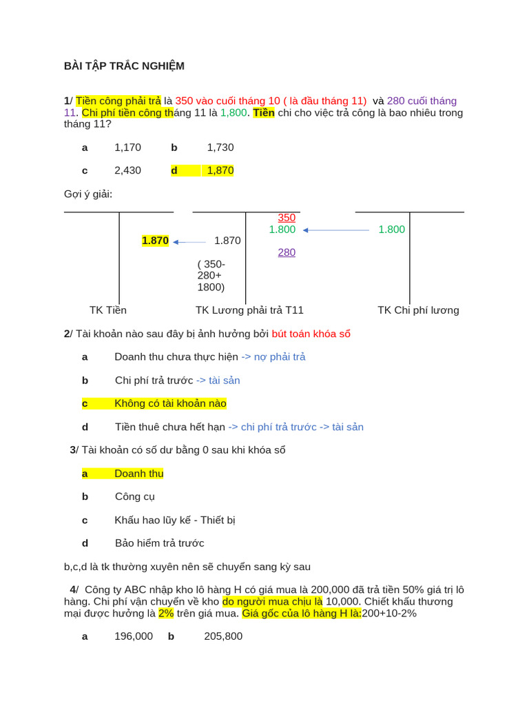 BT TRẮC NGHIỆM NLKT Đã S A Bài | PDF