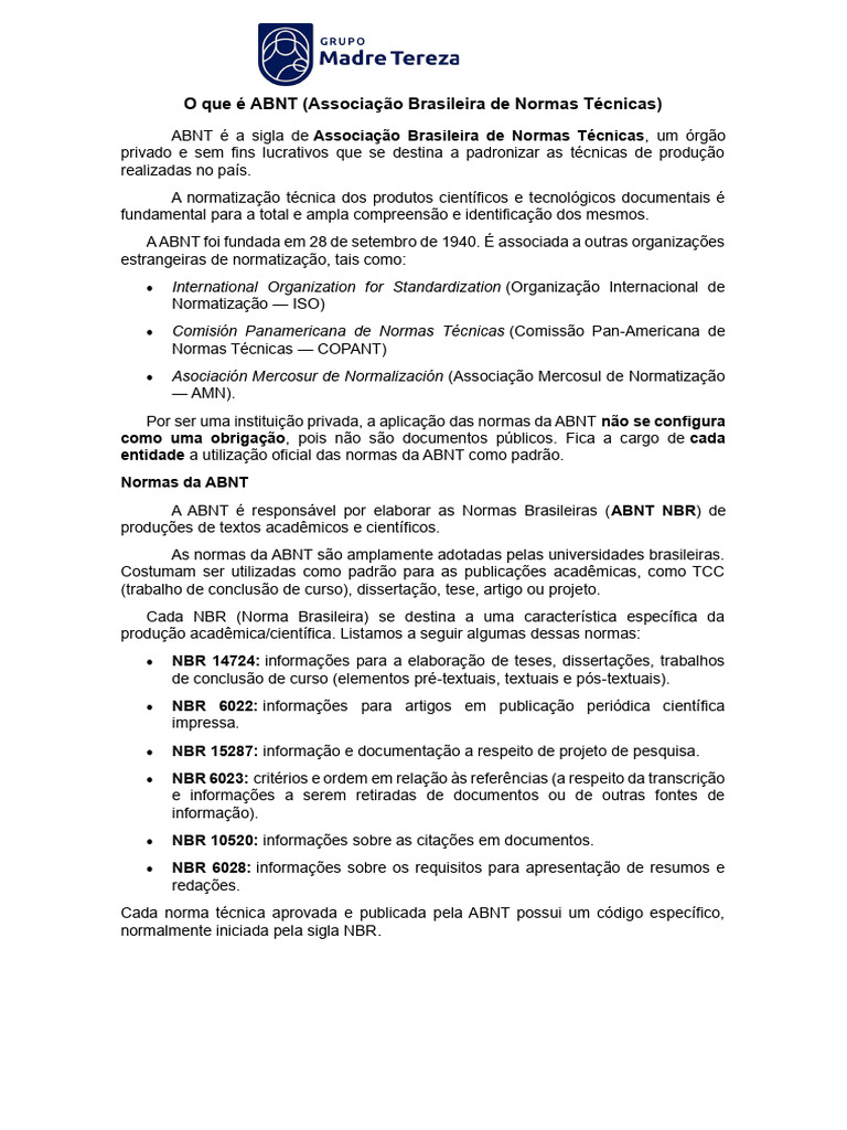 O que é a ABNT e suas normas | PDF