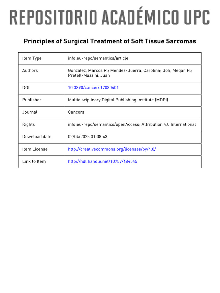 Cancers 17 00401 | PDF | Sarcoma | Biopsy