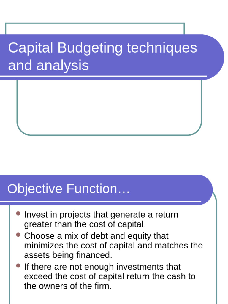 Capital Budgeting Techniques and Analysis | PDF | Internal Rate Of ...