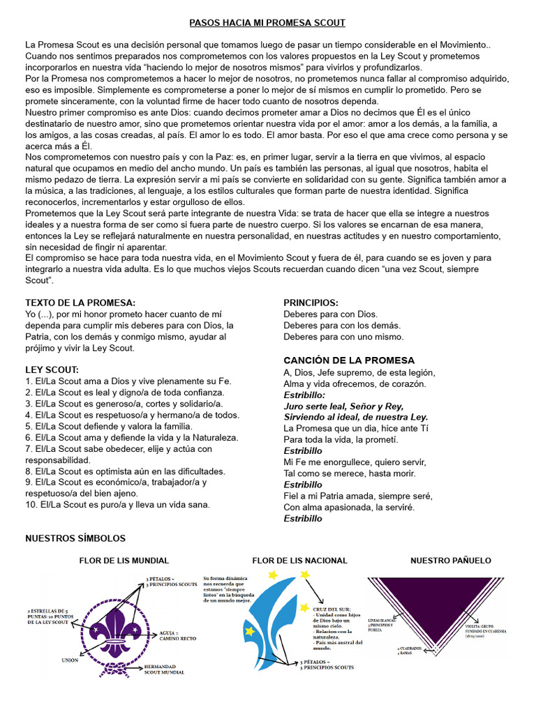Pasos hacia la Promesa Scout | PDF