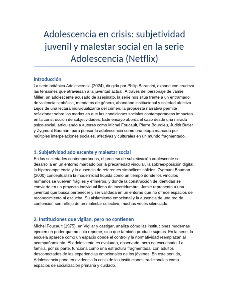 Análisis de la serie Adolescencia en Netflix | PDF | Masculinidad ...