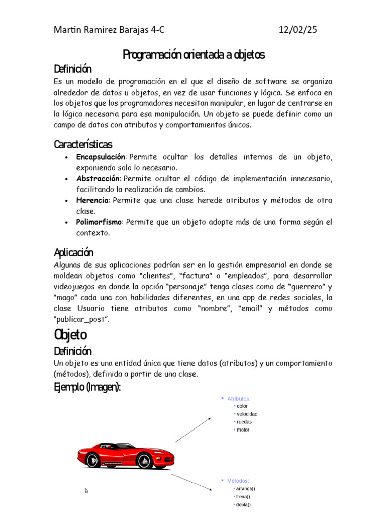 Fundamentos de Programación Orientada a Objetos | PDF | Objeto ...