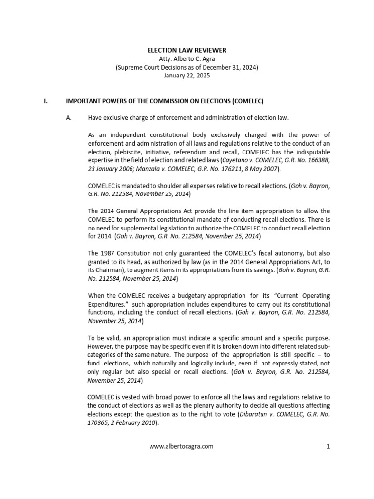 Key Powers of COMELEC in Elections | PDF | Commission On Elections ...