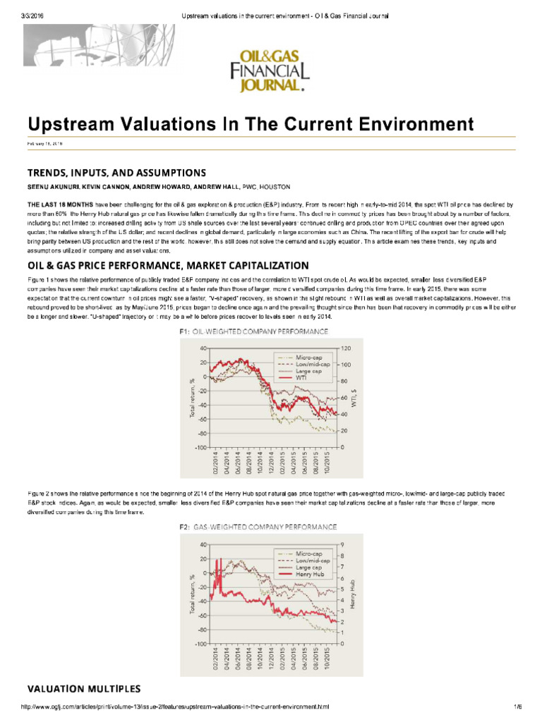 Upstream Valuations in The Current Environment - Oil & Gas Financial ...