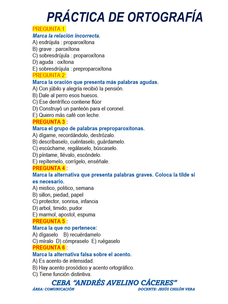 Acentuación y tipos de palabras | PDF | Voz humana | Fonética