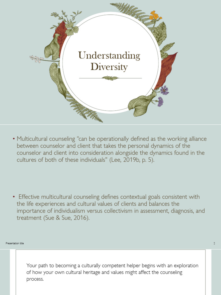 Overcoming Cultural Tunnel Vision in Counseling | PDF | Nonverbal ...