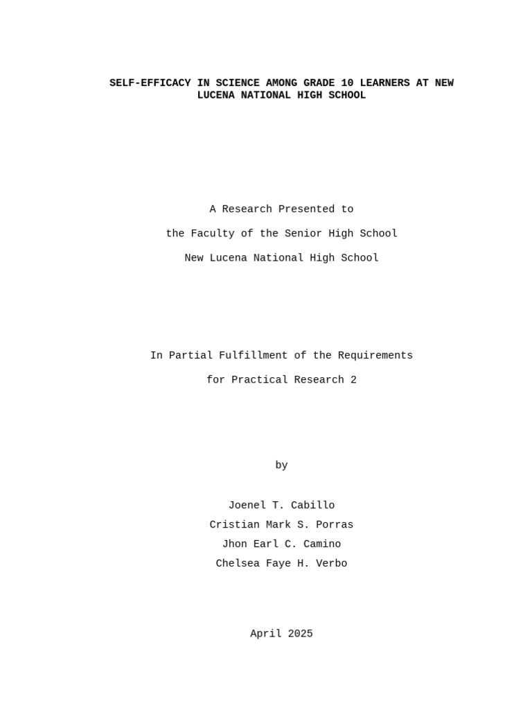 Self-Efficacy in Science: Grade 10 Study | PDF | Self Efficacy | Cognition