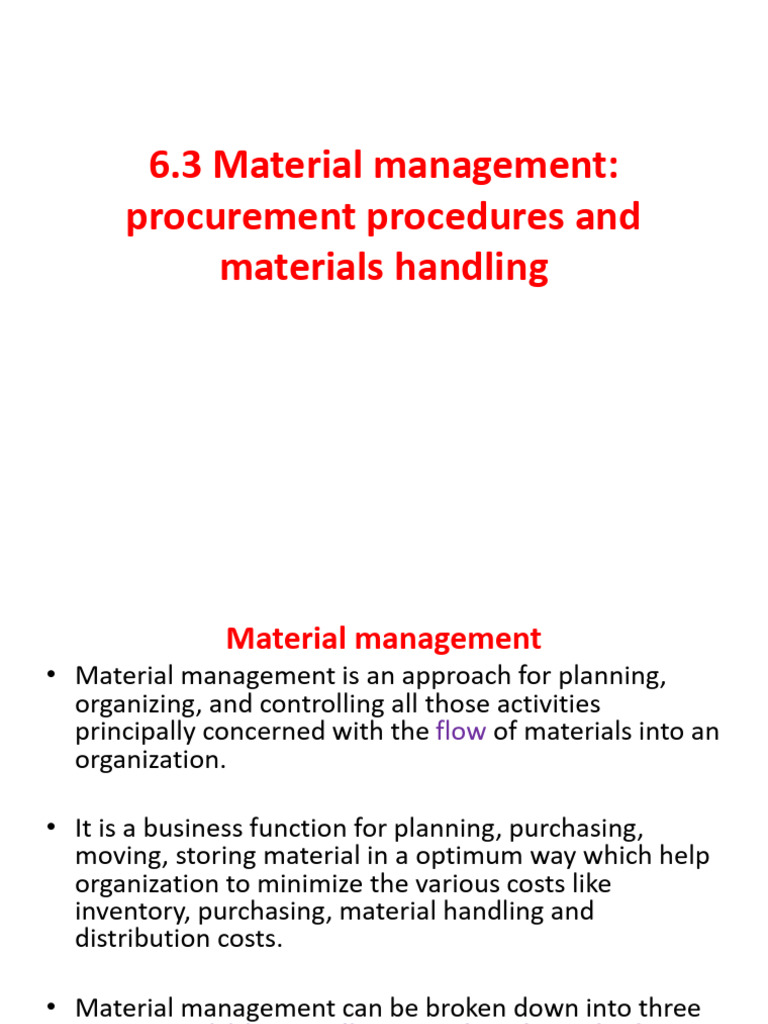 Material Management and Handling Guide | PDF | Inventory | Business ...
