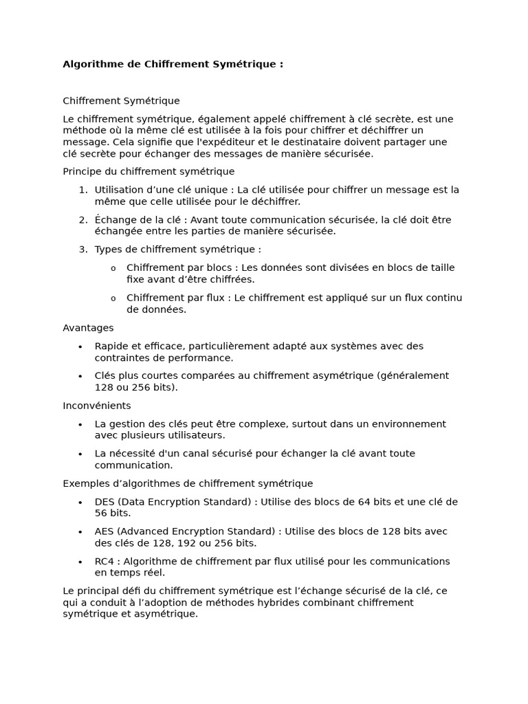 Algorithme de Chiffrement Symétrique AES | PDF | Cryptage | Cryptanalyse