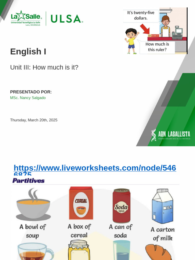 Unit IV - How Much-The Simple Past of The Verb Be - IIP ULSA 2025 | PDF