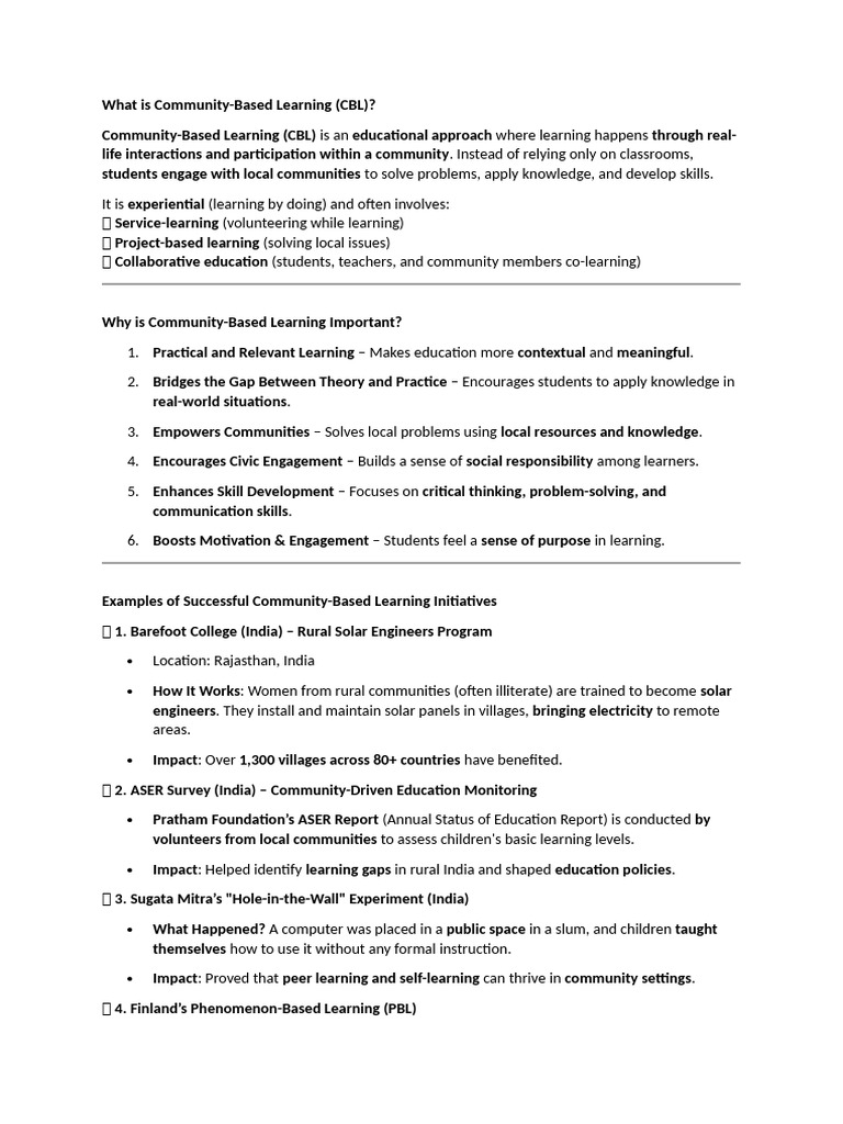 Understanding Community-Based Learning | PDF | Learning | Literacy