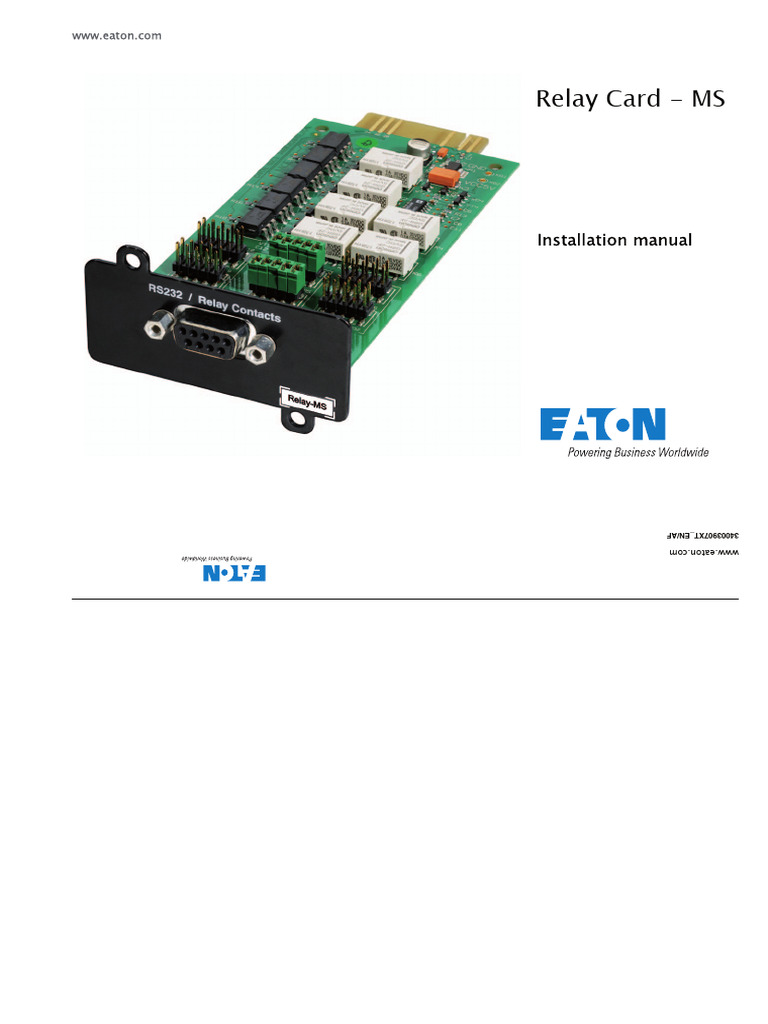 Eaton Relay Card MS Installation Guide | PDF | Relay | Computing