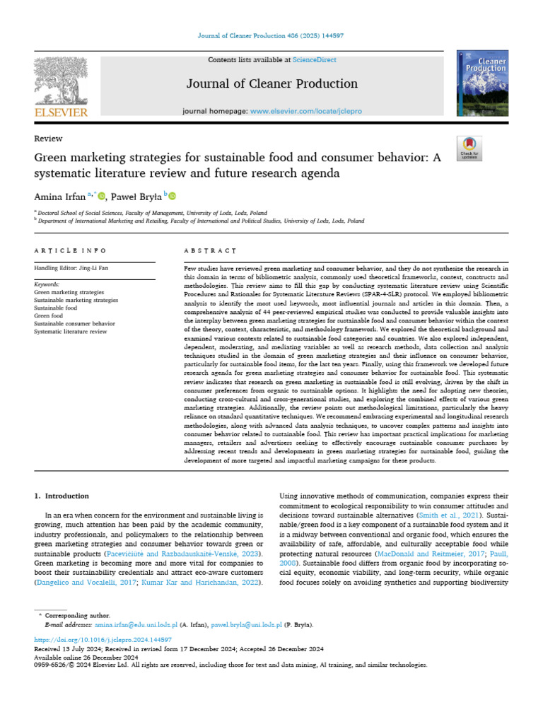 Green Marketing for Sustainable Food Insights | PDF | Behavior ...
