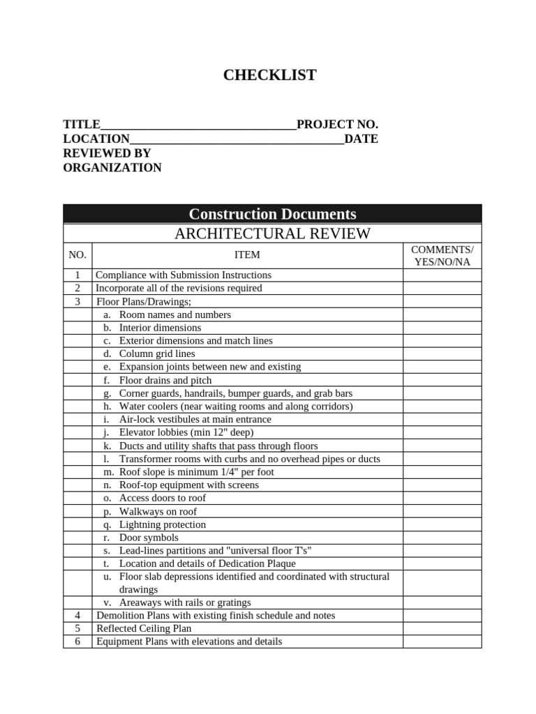 Architectural Construction Document Checklist | PDF | Door