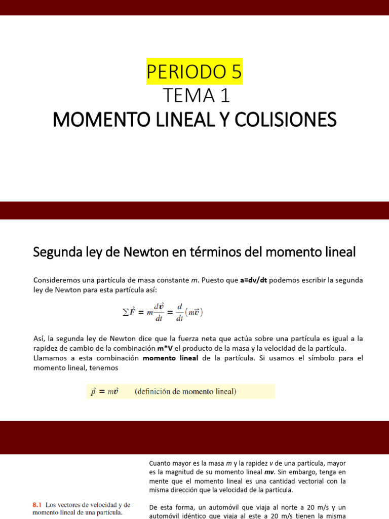 Choques Inelásticos y Momento Lineal | PDF | Masa | Impulso