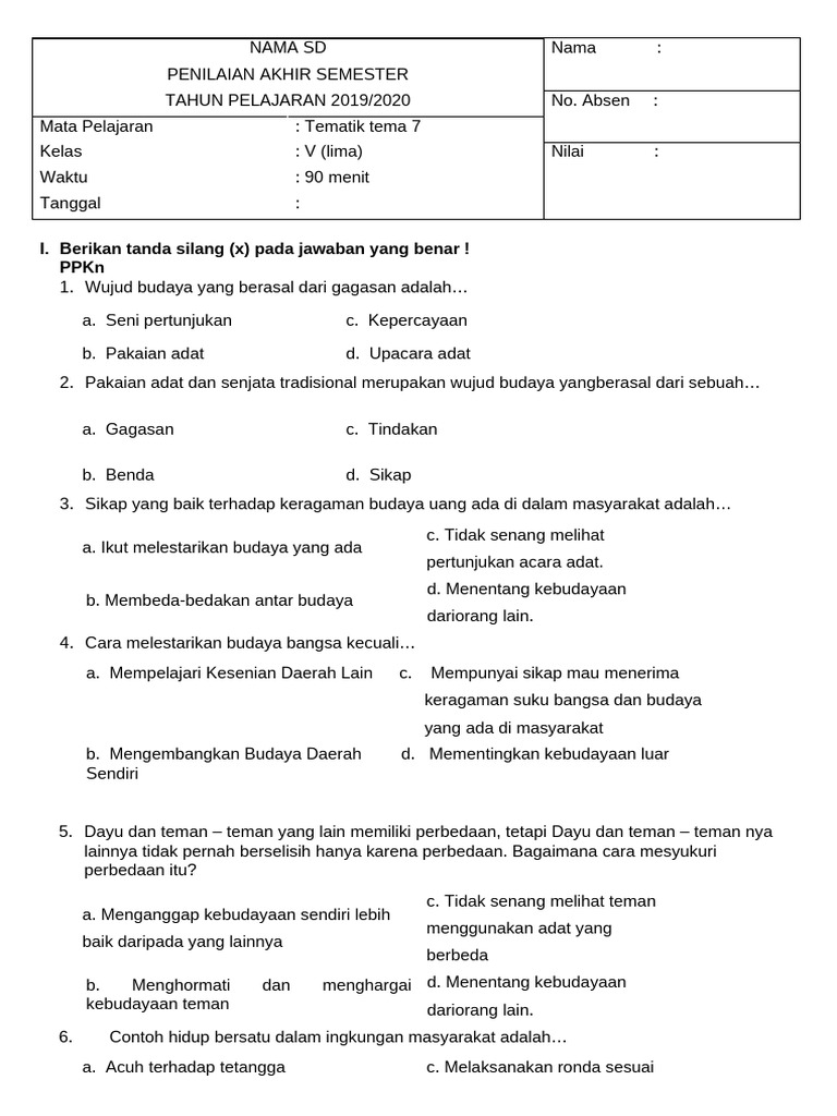 Soal Pas Tema 7 Pdf
