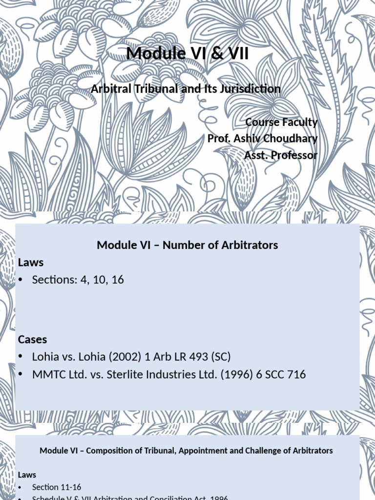(6 & 7) Arbitrators and Tribunal | PDF | Arbitral Tribunal | Arbitration