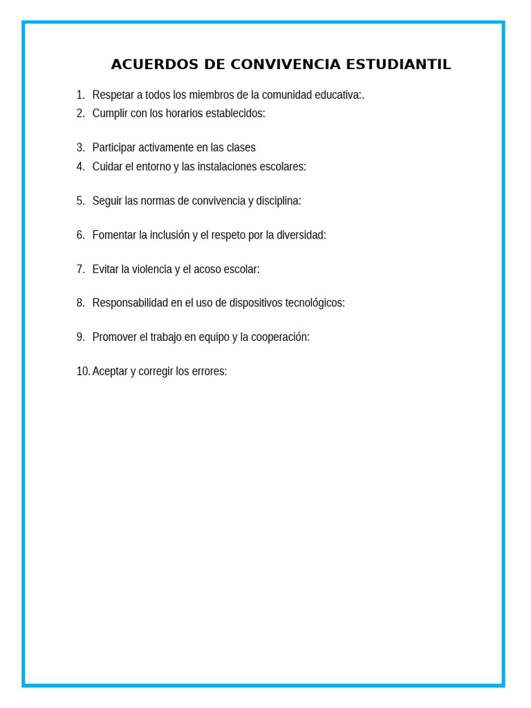 Acuerdos de Convivencia Estudiantil | PDF