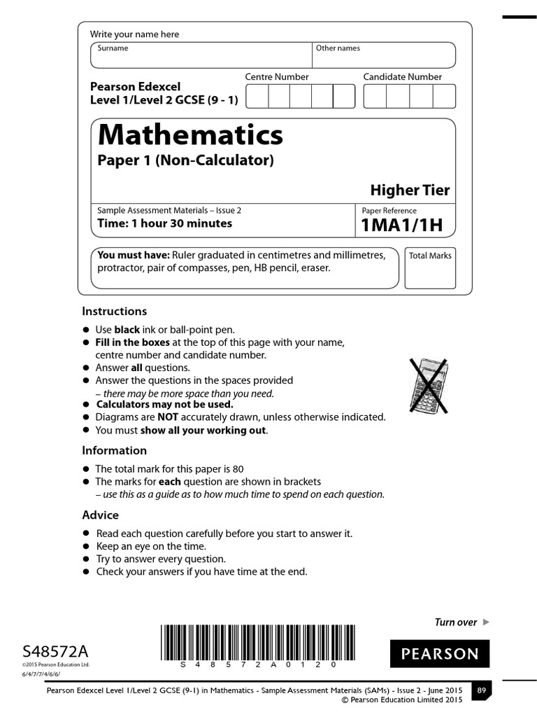 GCSE Maths Sample Assessment Paper | PDF | Area