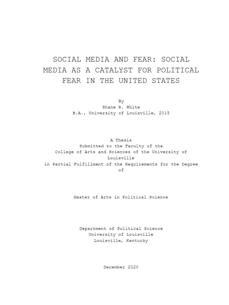 Social Media and Fear - Social Media As A Catalyst For Political F ...