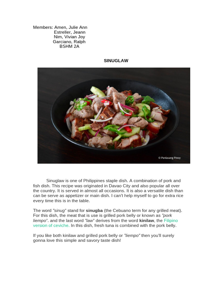 Filipino Sinuglaw and Pork Recipes | PDF | Sauce | Western Cuisine