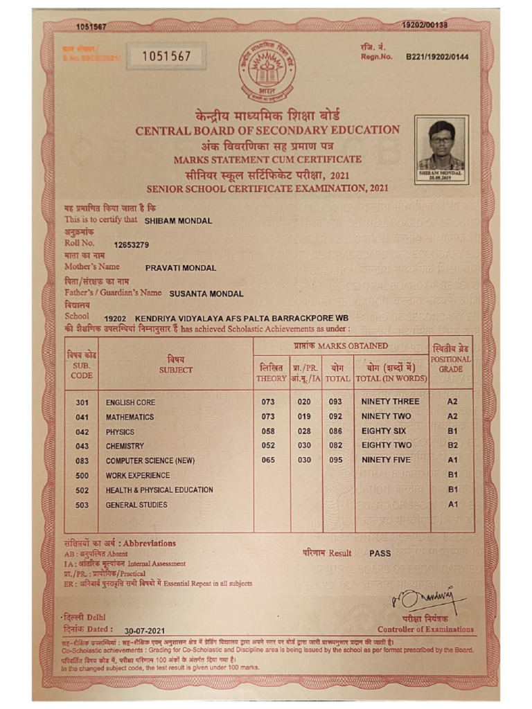 Class 12 Markssheet-Min | PDF