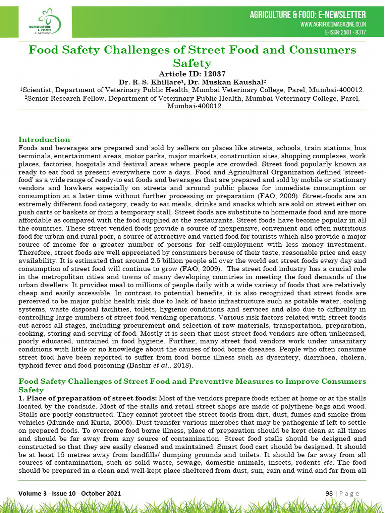Street Food Safety Challenges and Solutions | PDF | Municipal Solid ...