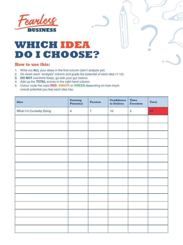 Which Idea Do I Chose | PDF