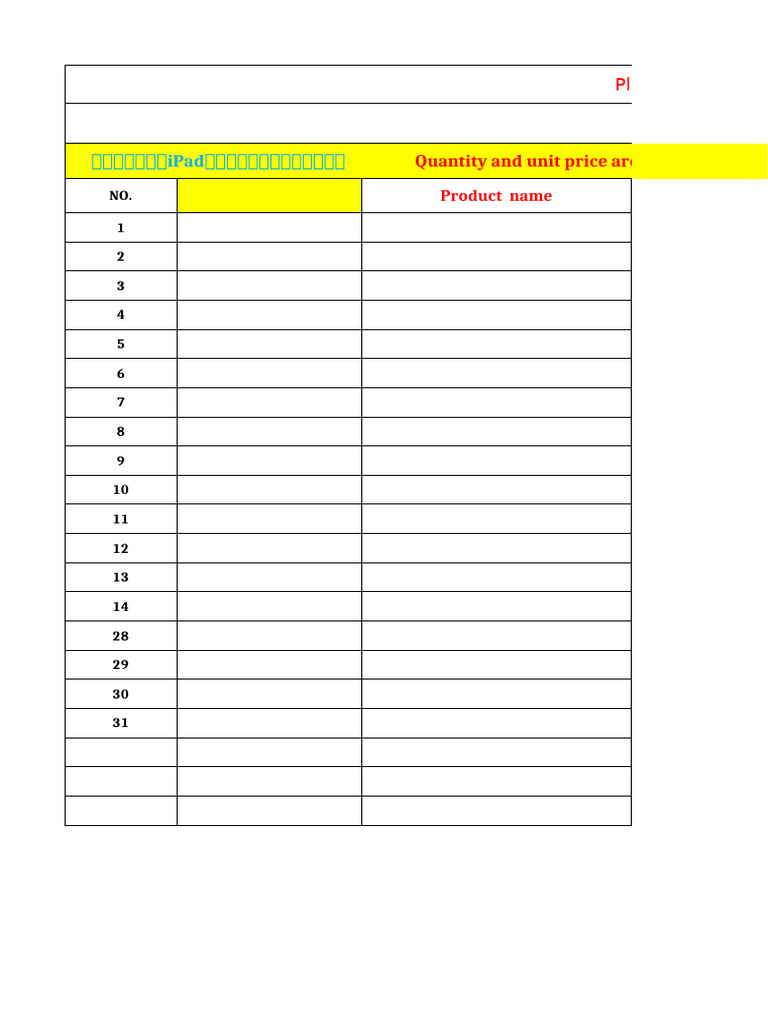 Export Packing List Template | PDF