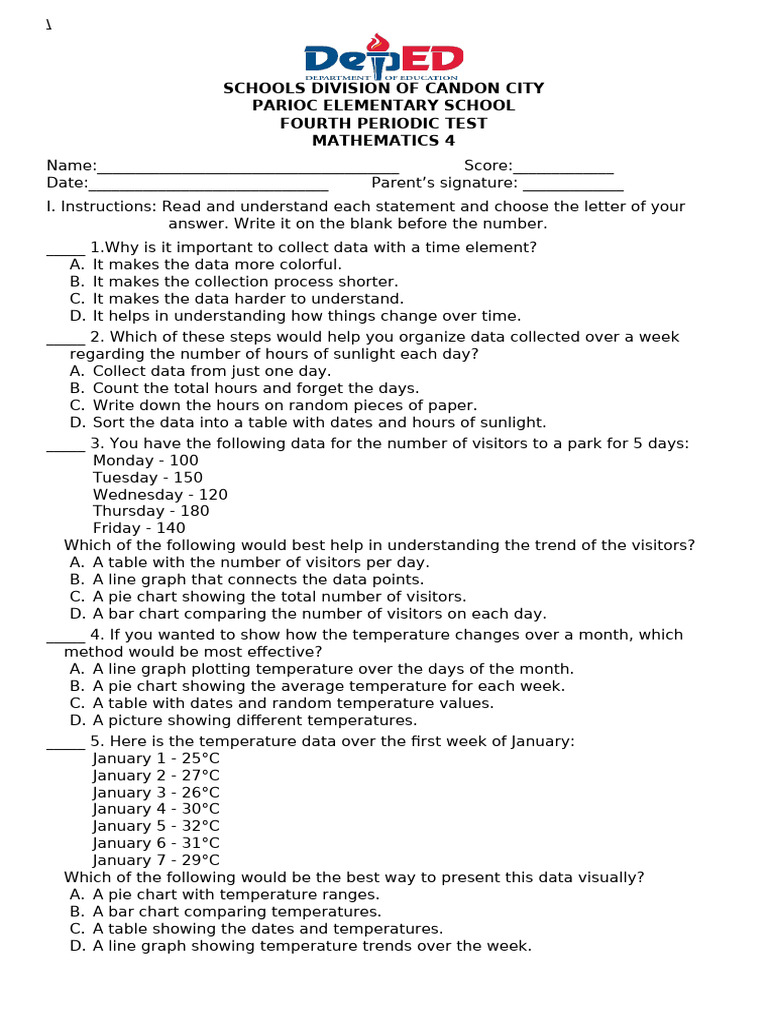 Mathematics 4 Periodic Test Guide | PDF | Numbers | Decimal