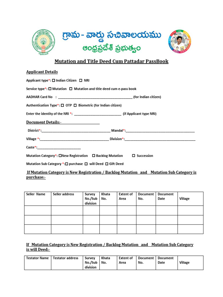 Mutation and Title Application Form | PDF | Computer Access Control ...