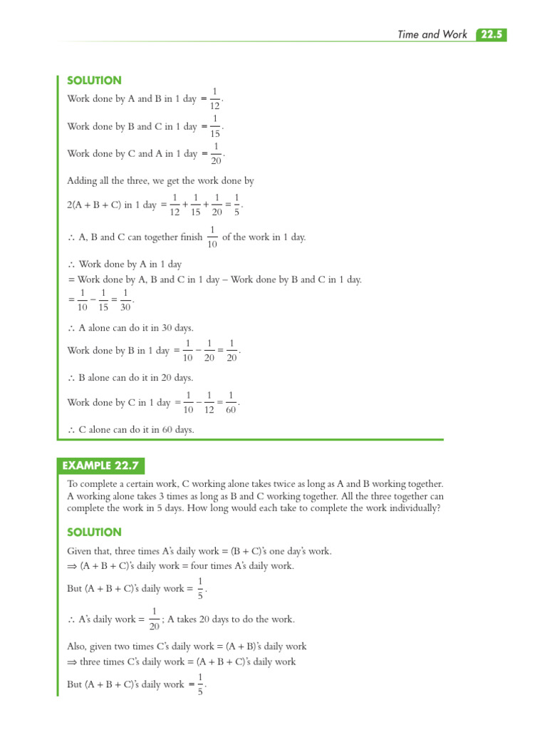 Time and Work Problem Solutions | PDF