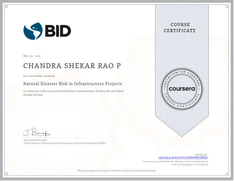 Natural Disaster Risk Course Completion | PDF