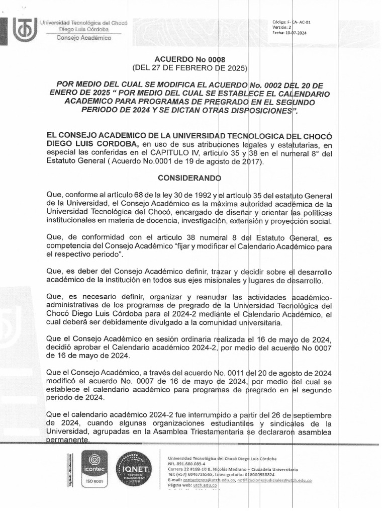 Acuerdo 0008 | PDF