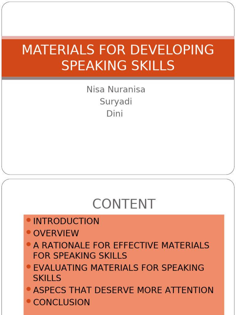 Effective Materials for Speaking Skills | PDF | Learning | Second ...